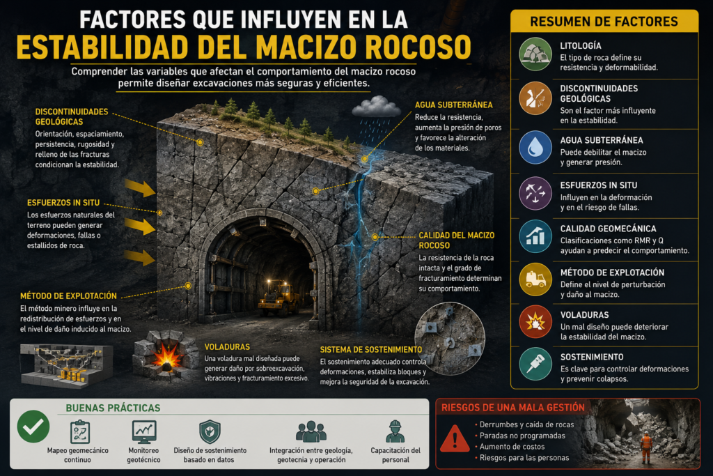 Factores que influyen en la estabilidad del macizo rocoso en minería subterránea
